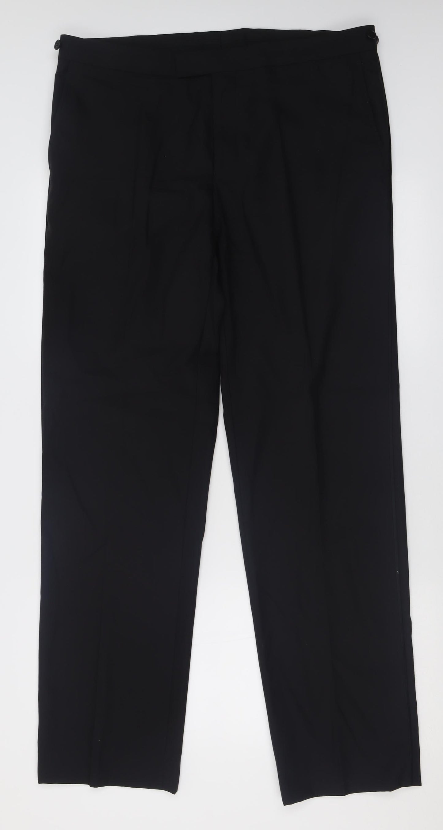 Autograph Mens Black  Wool Trousers  Size 36 L33 in Regular Hook & Eye