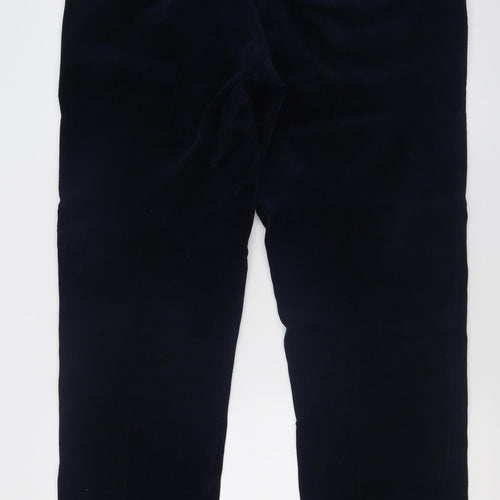 Marks and Spencer Mens Blue  Cotton Trousers  Size 38 L33 in Regular Button