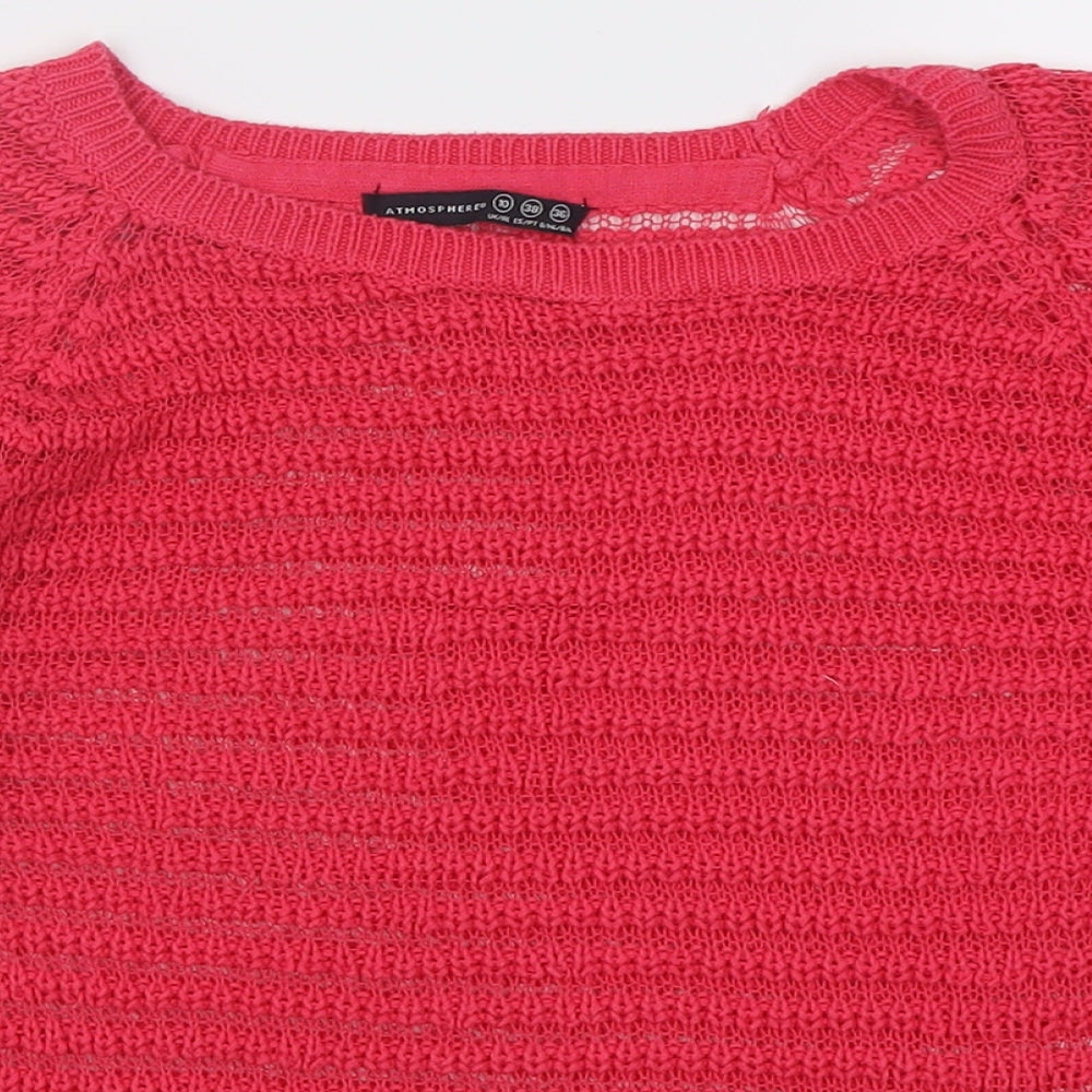 Atmosphere Womens Pink Boat Neck  Acrylic Pullover Jumper Size 10