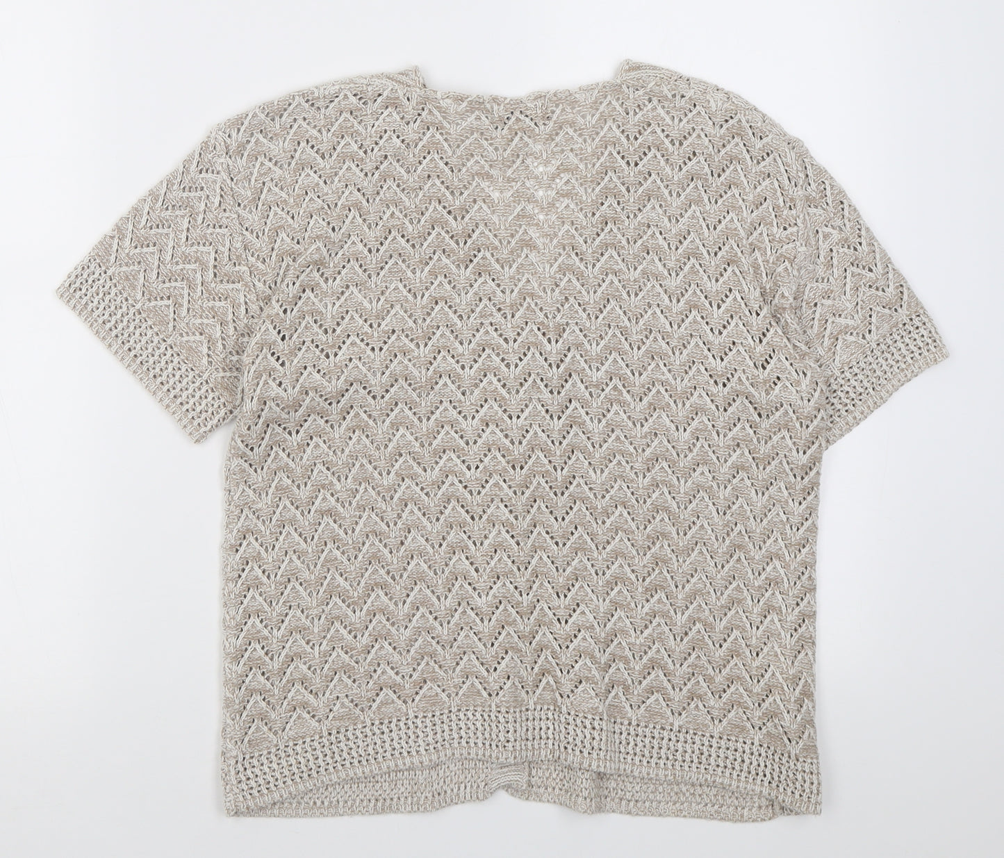 Chic London Paris Womens Beige V-Neck  Acrylic Cardigan Jumper Size XL