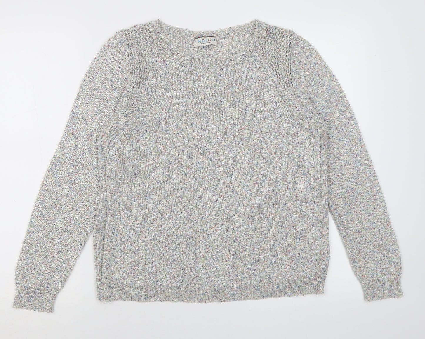 Indigo Womens Multicoloured Crew Neck  Acrylic Pullover Jumper Size 14