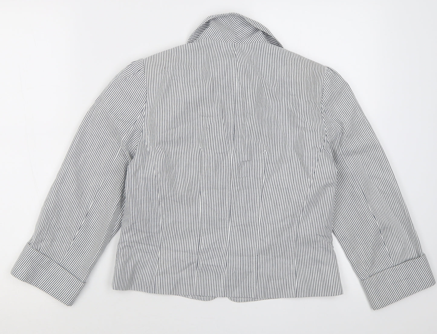 F&F Womens Grey Striped  Jacket Blazer Size 10  Button