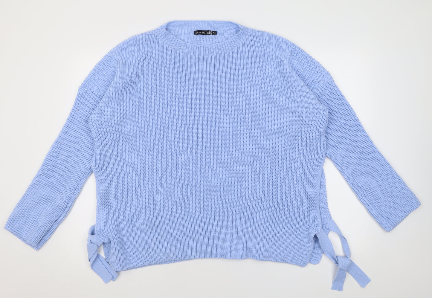 Boohoo Womens Blue Crew Neck  Acrylic Pullover Jumper Size M