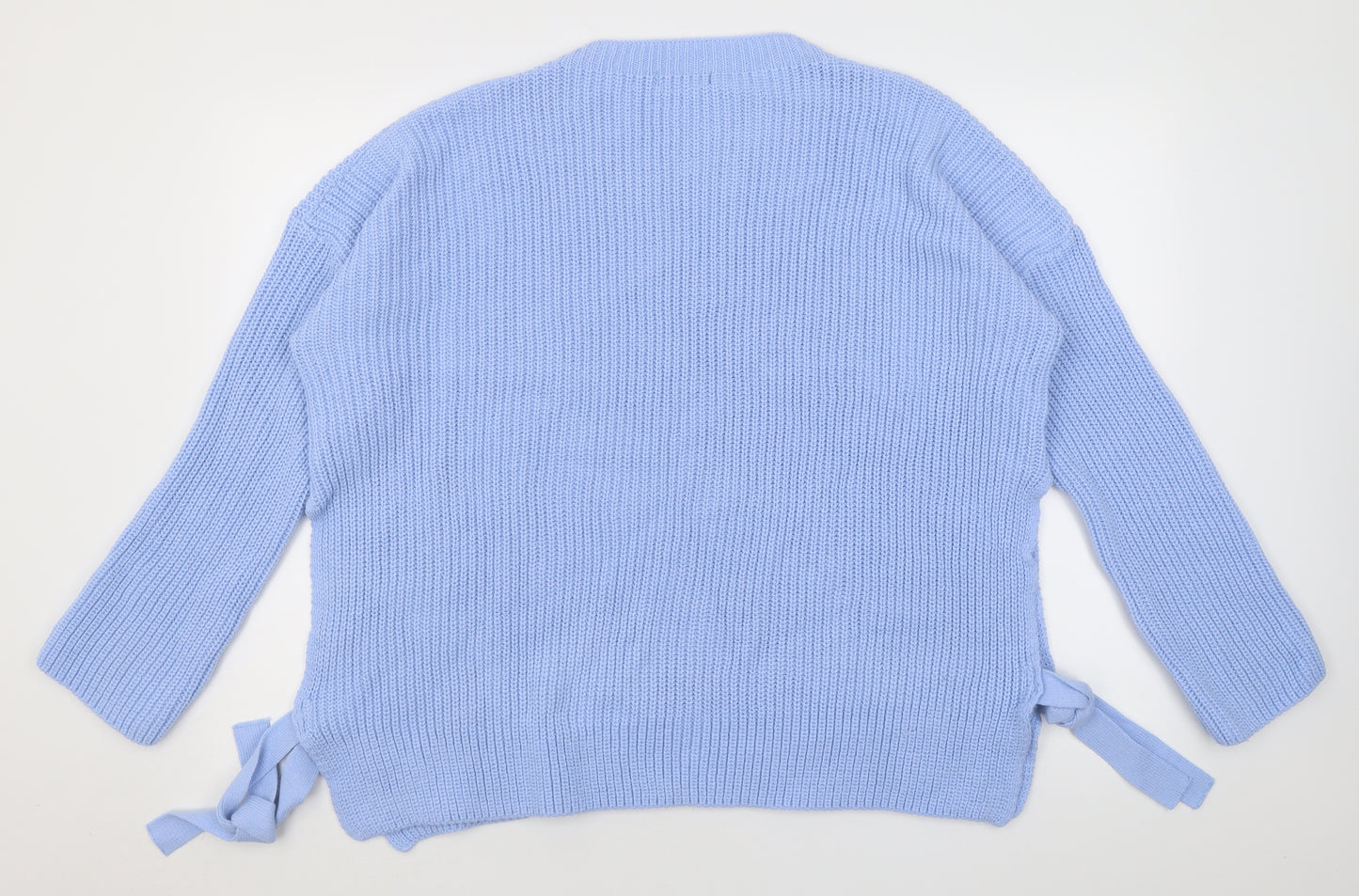 Boohoo Womens Blue Crew Neck  Acrylic Pullover Jumper Size M