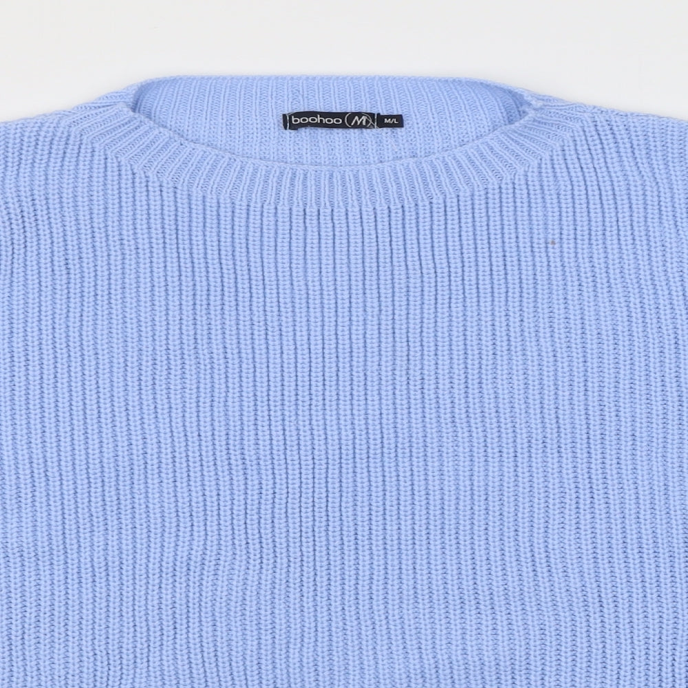 Boohoo Womens Blue Crew Neck  Acrylic Pullover Jumper Size M