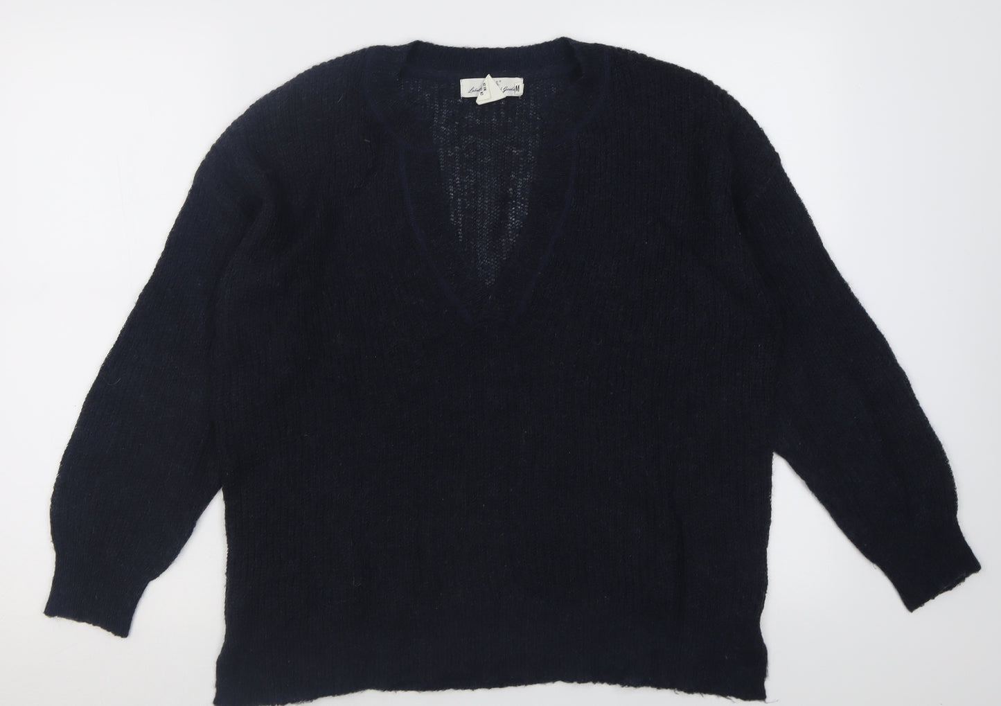 H&M Womens Black V-Neck  Acrylic Pullover Jumper Size S