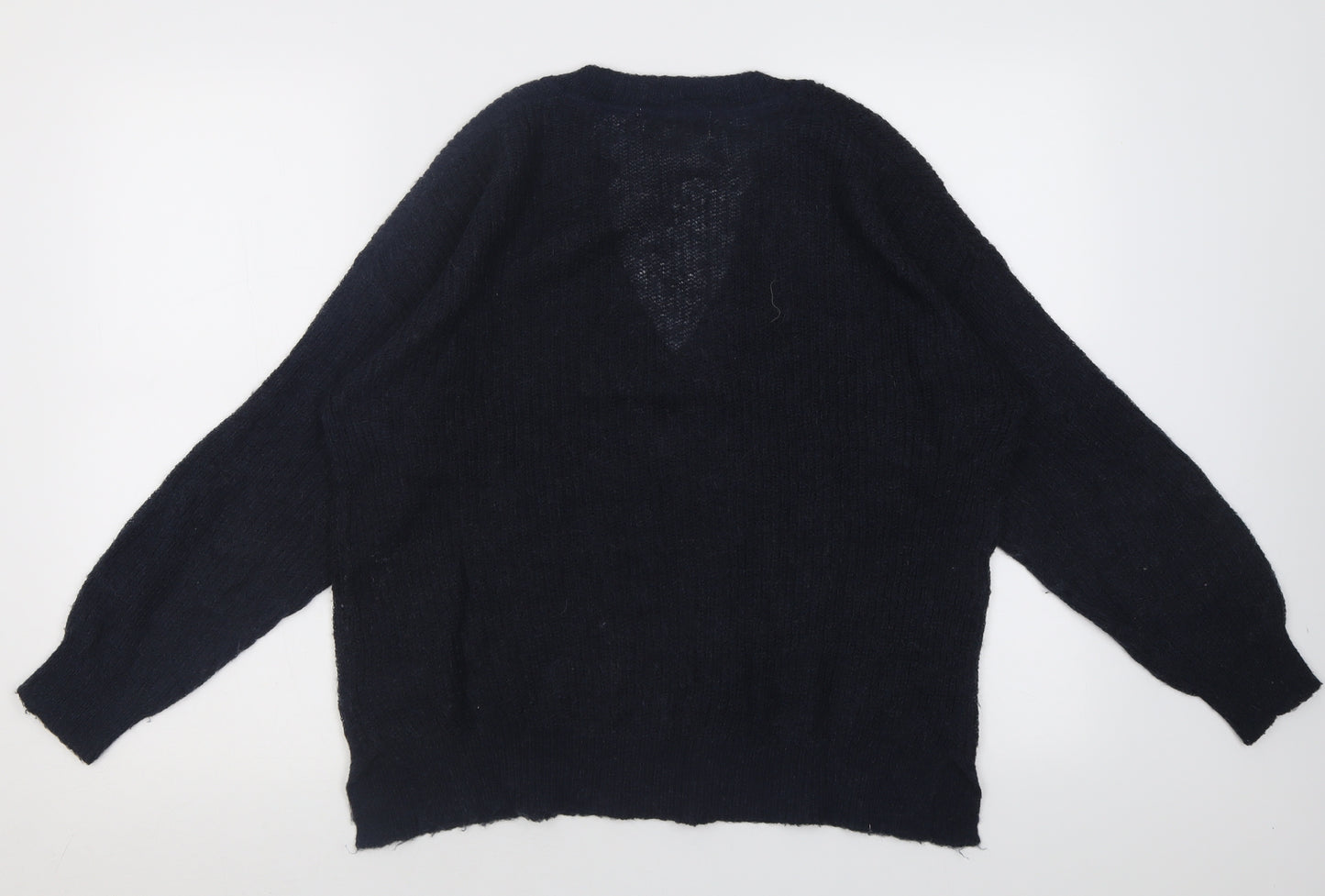 H&M Womens Black V-Neck  Acrylic Pullover Jumper Size S