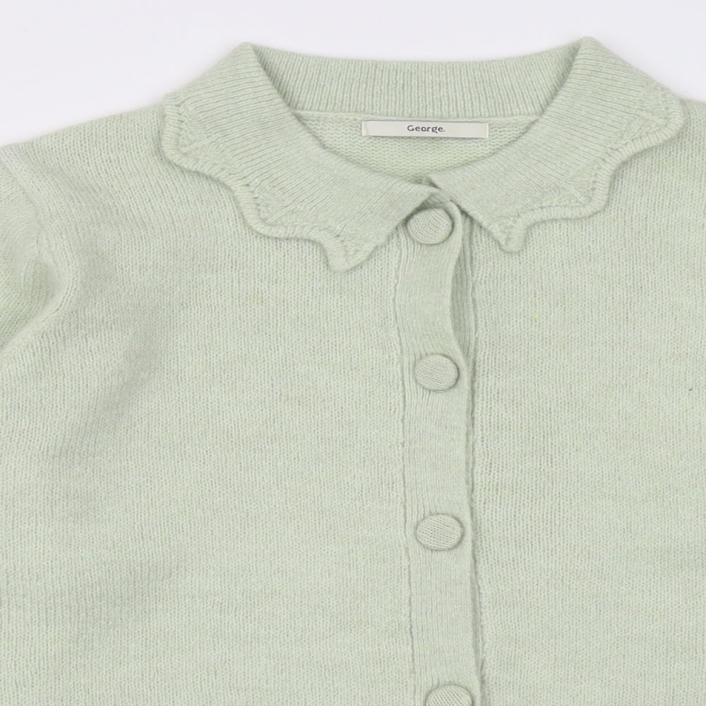 George Womens Green Collared  Acrylic Cardigan Jumper Size 14