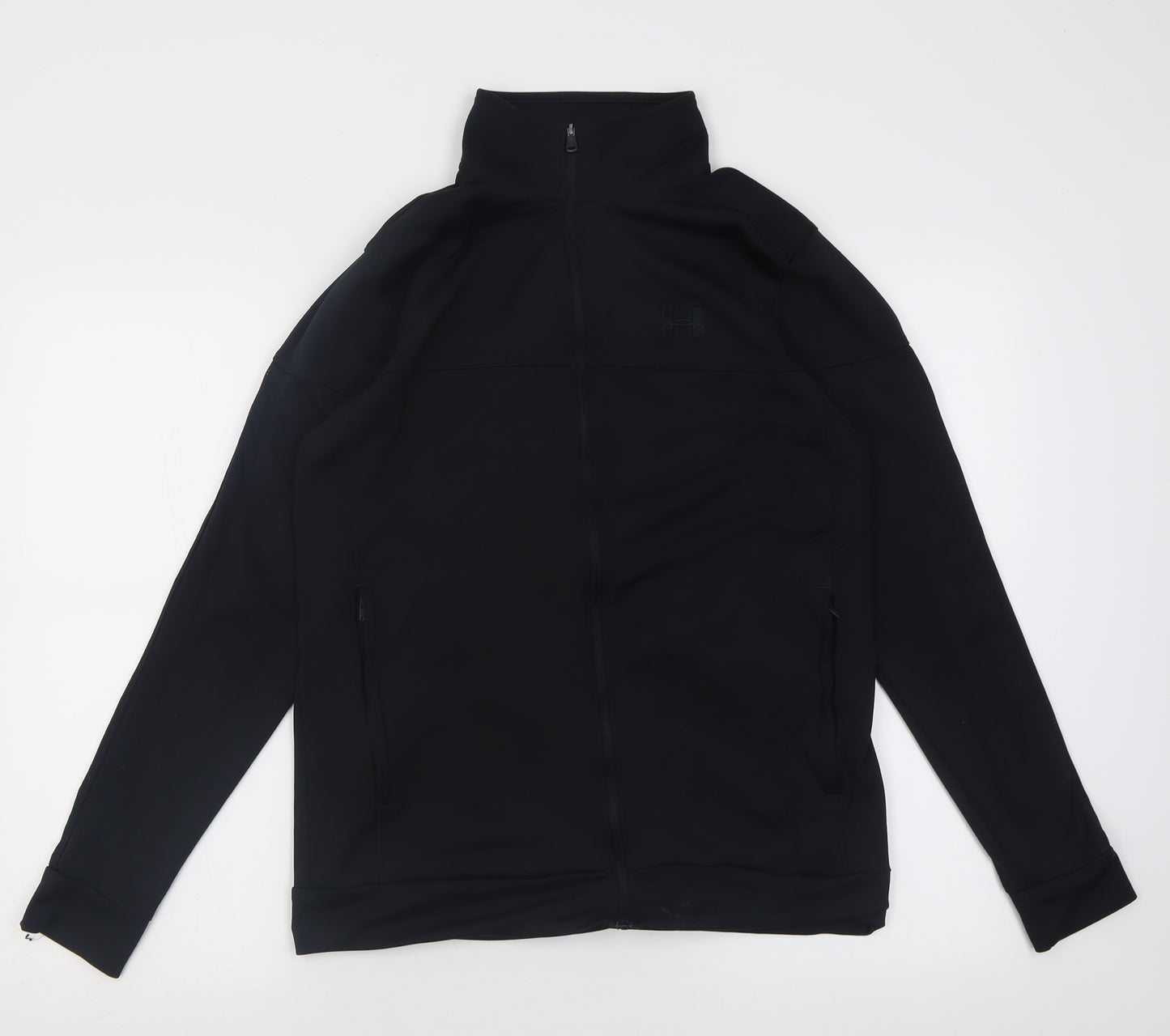 Under armour Mens Black  Polyester Basic Casual Size L High Neck Zip
