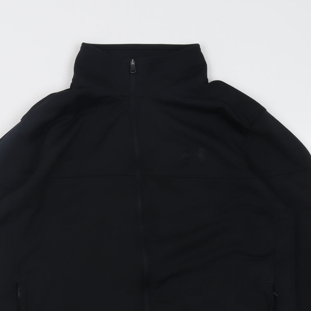 Under armour Mens Black  Polyester Basic Casual Size L High Neck Zip