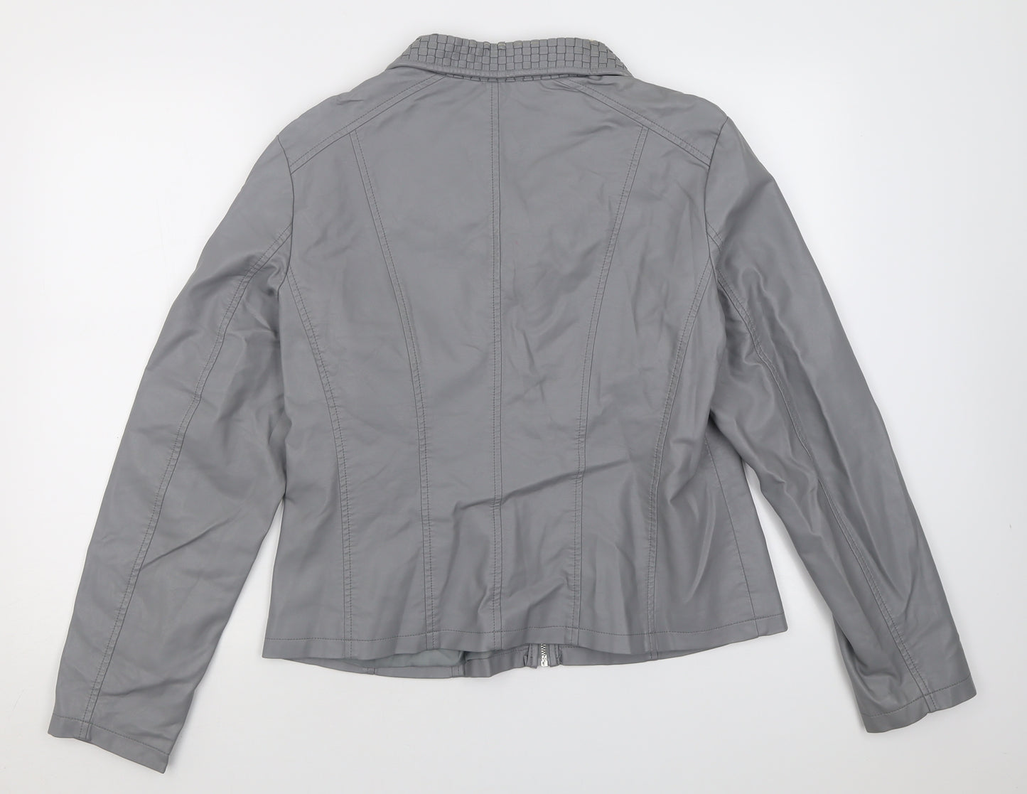Klass Womens Grey   Biker Jacket Size 16  Zip
