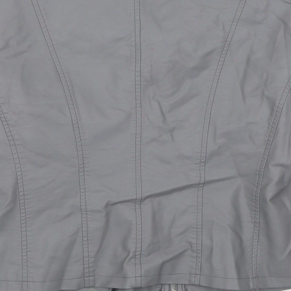 Klass Womens Grey   Biker Jacket Size 16  Zip