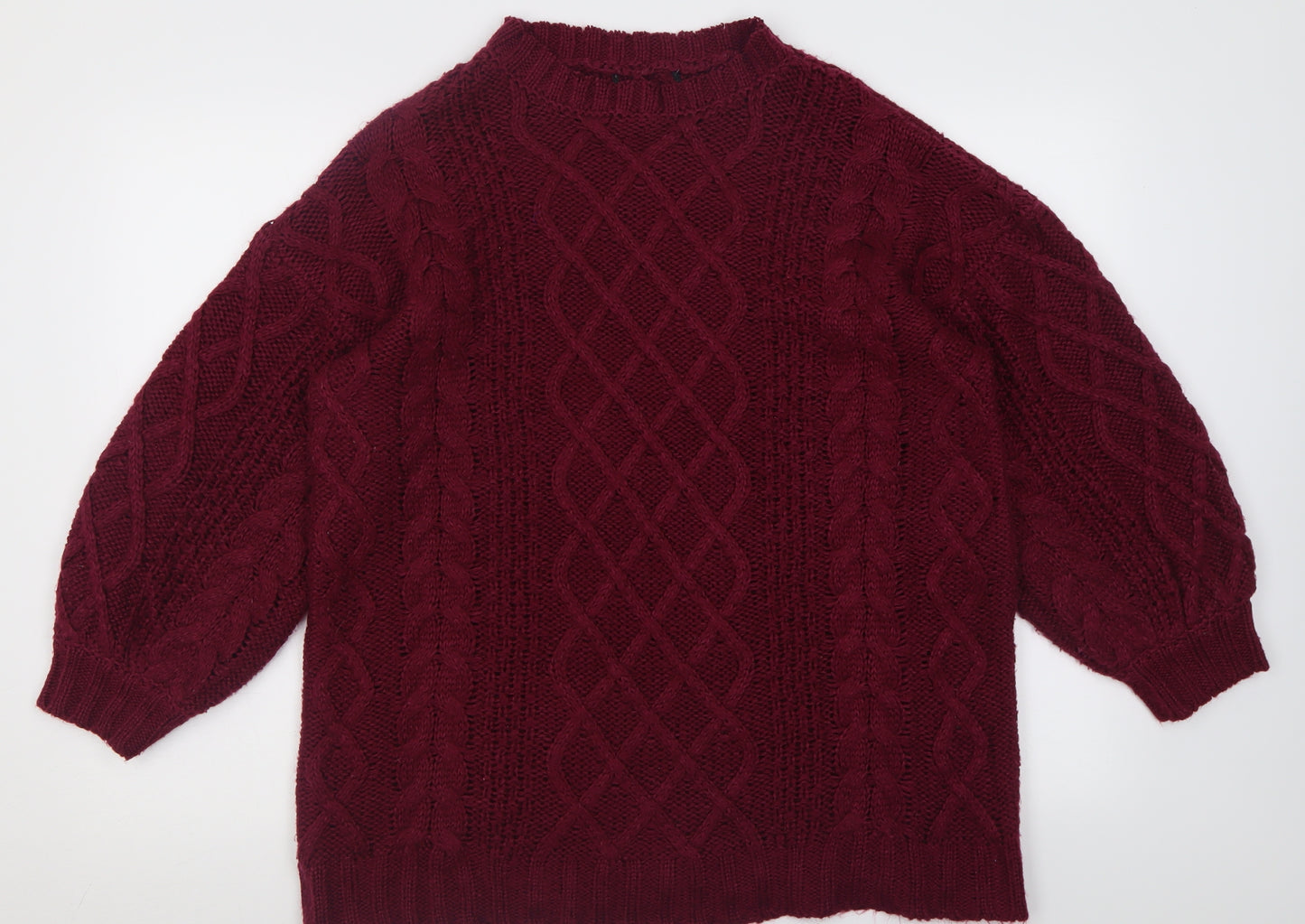 George Womens Purple Crew Neck Geometric Acrylic Pullover Jumper Size M