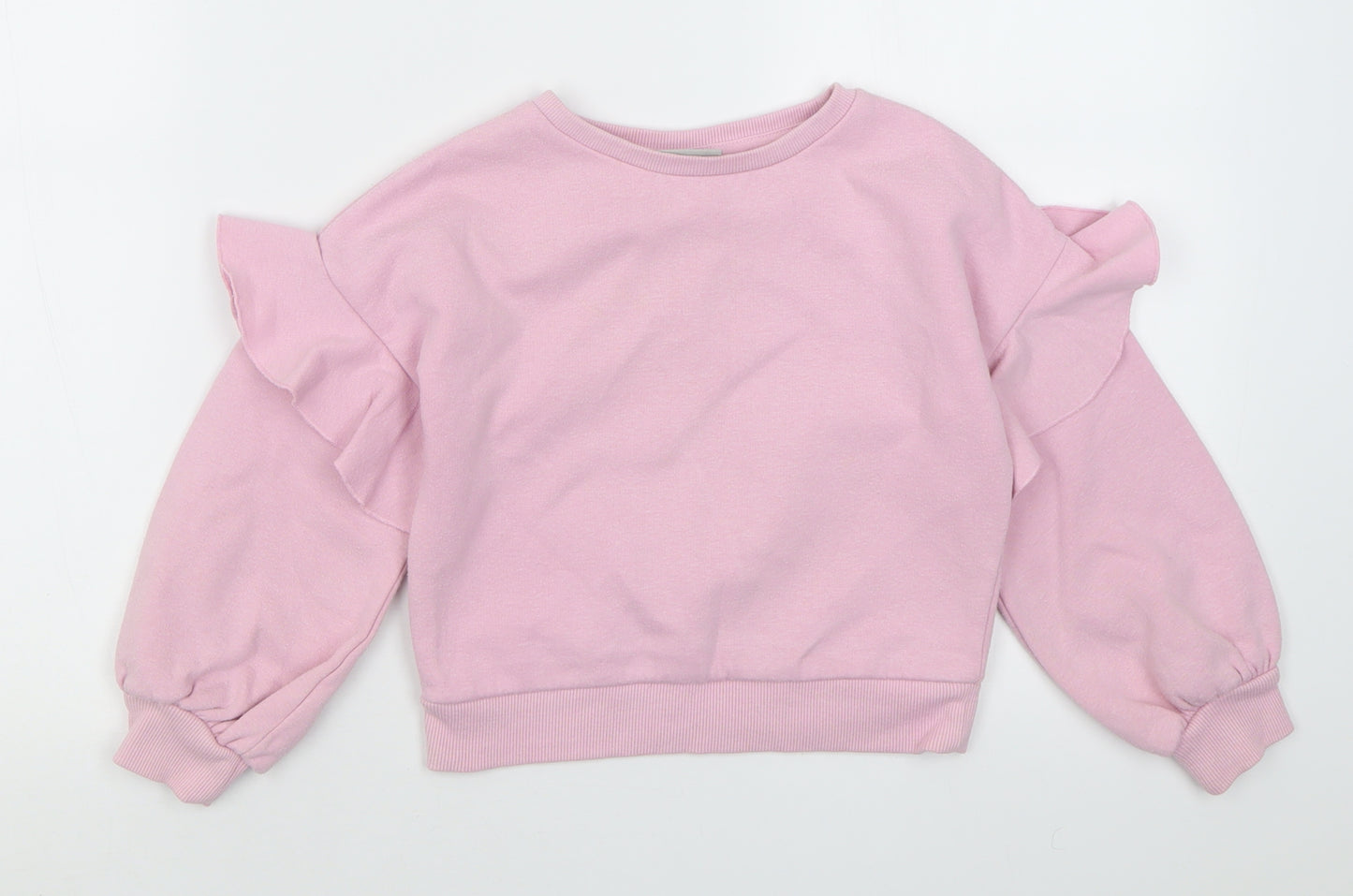Matalan Girls Pink  Cotton Pullover Sweatshirt Size 6 Years  Pullover