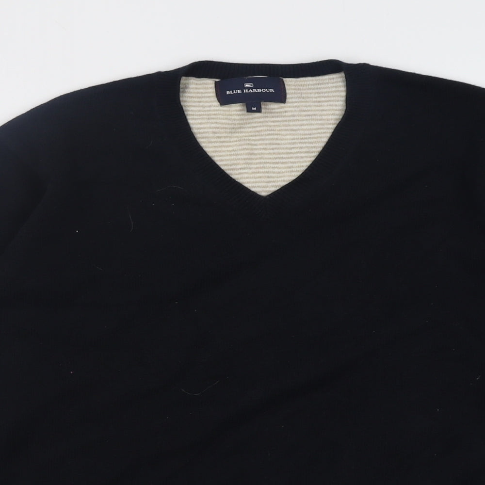 Marks and Spencer Mens Black V-Neck  Cotton Pullover Jumper Size M
