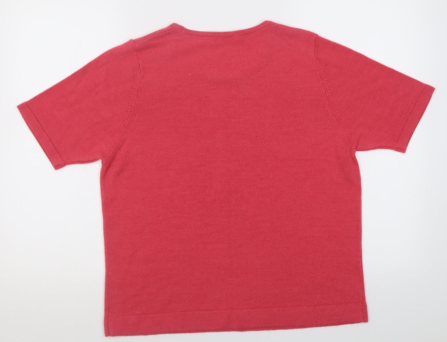 Classic Womens Pink Crew Neck  Acrylic Pullover Jumper Size 16