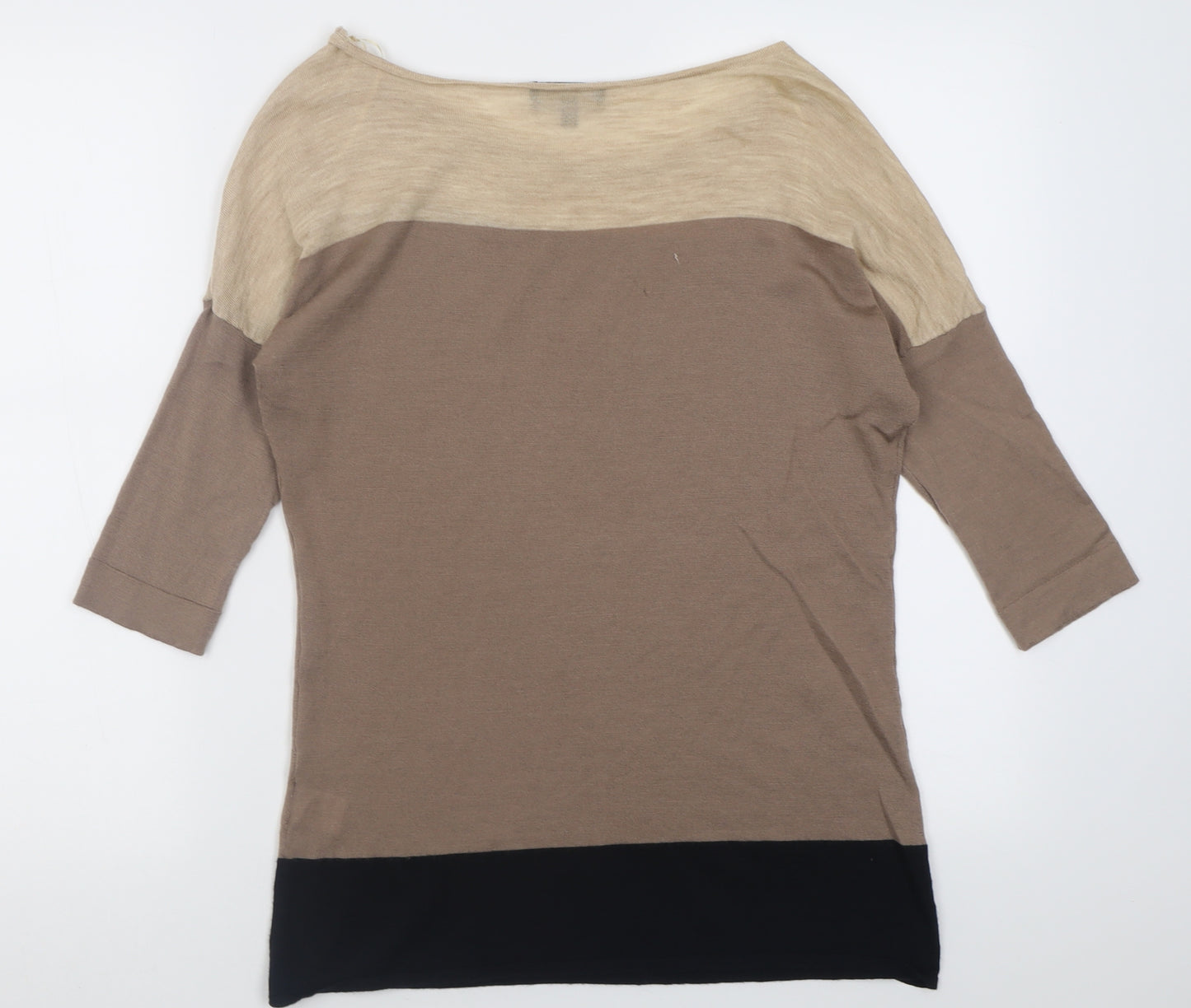 Episode Womens Brown Boat Neck  Wool Pullover Jumper Size S