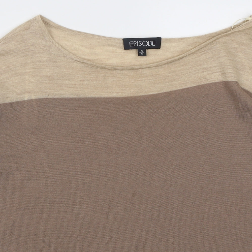 Episode Womens Brown Boat Neck  Wool Pullover Jumper Size S
