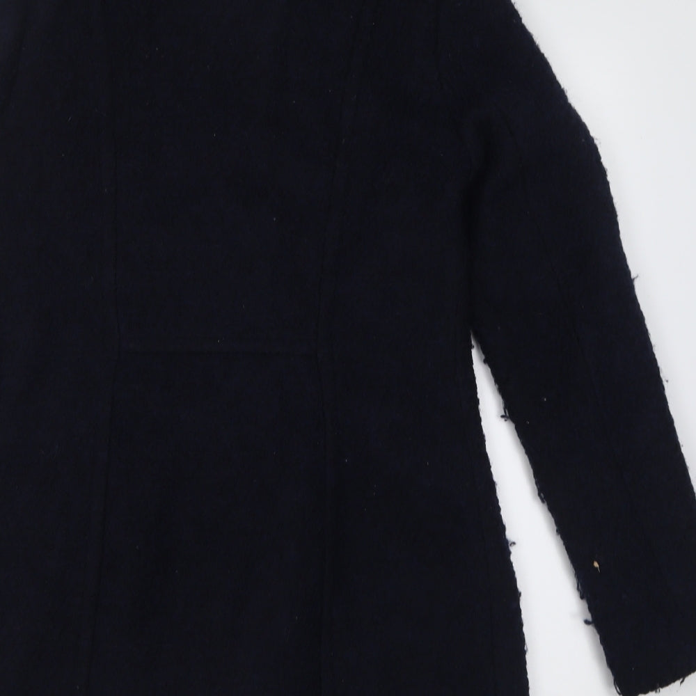 H&M Womens Blue   Overcoat Coat Size 10  Zip