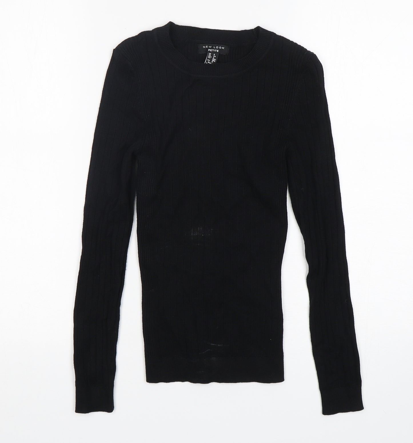 New Look Womens Black Round Neck  Viscose Pullover Jumper Size 6