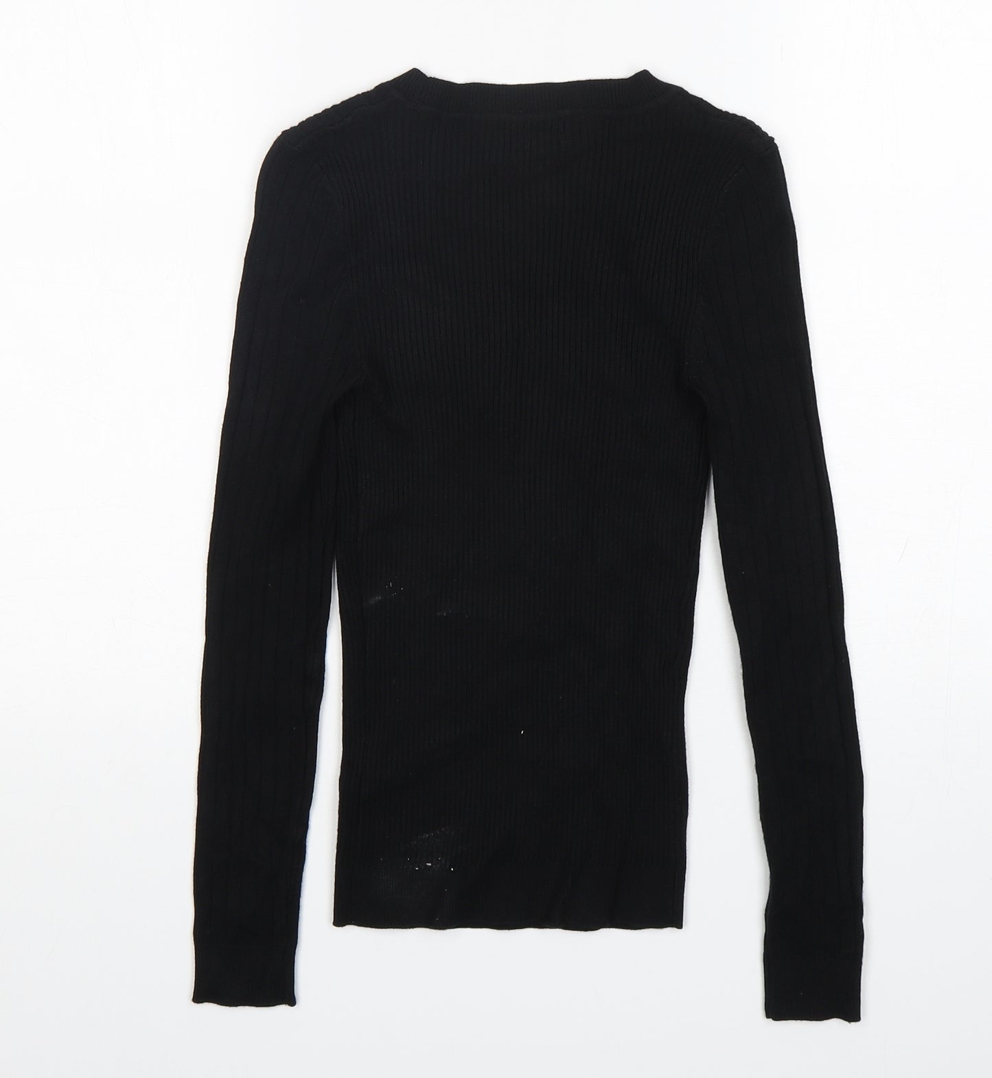 New Look Womens Black Round Neck  Viscose Pullover Jumper Size 6