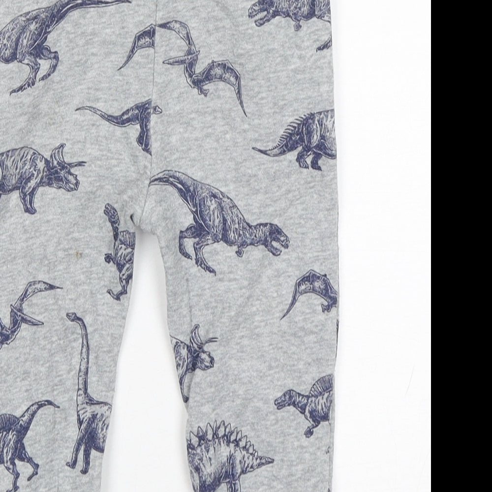 H&M Boys Grey  Cotton Sweatpants Trousers Size 2 Years  Regular Drawstring - Dinosaur Print