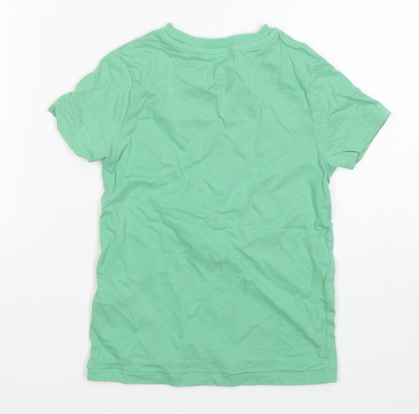 Marks and Spencer Boys Green  Cotton Basic T-Shirt Size 4-5 Years Round Neck Pullover