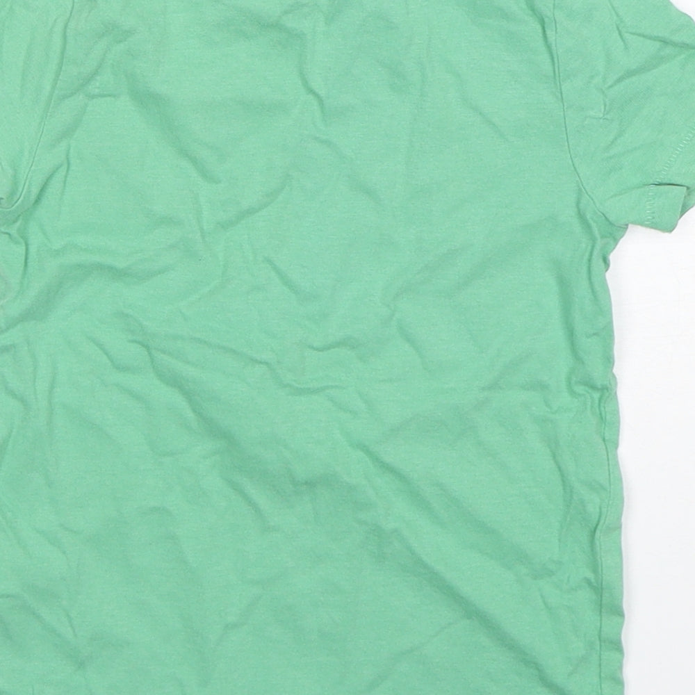 Marks and Spencer Boys Green  Cotton Basic T-Shirt Size 4-5 Years Round Neck Pullover
