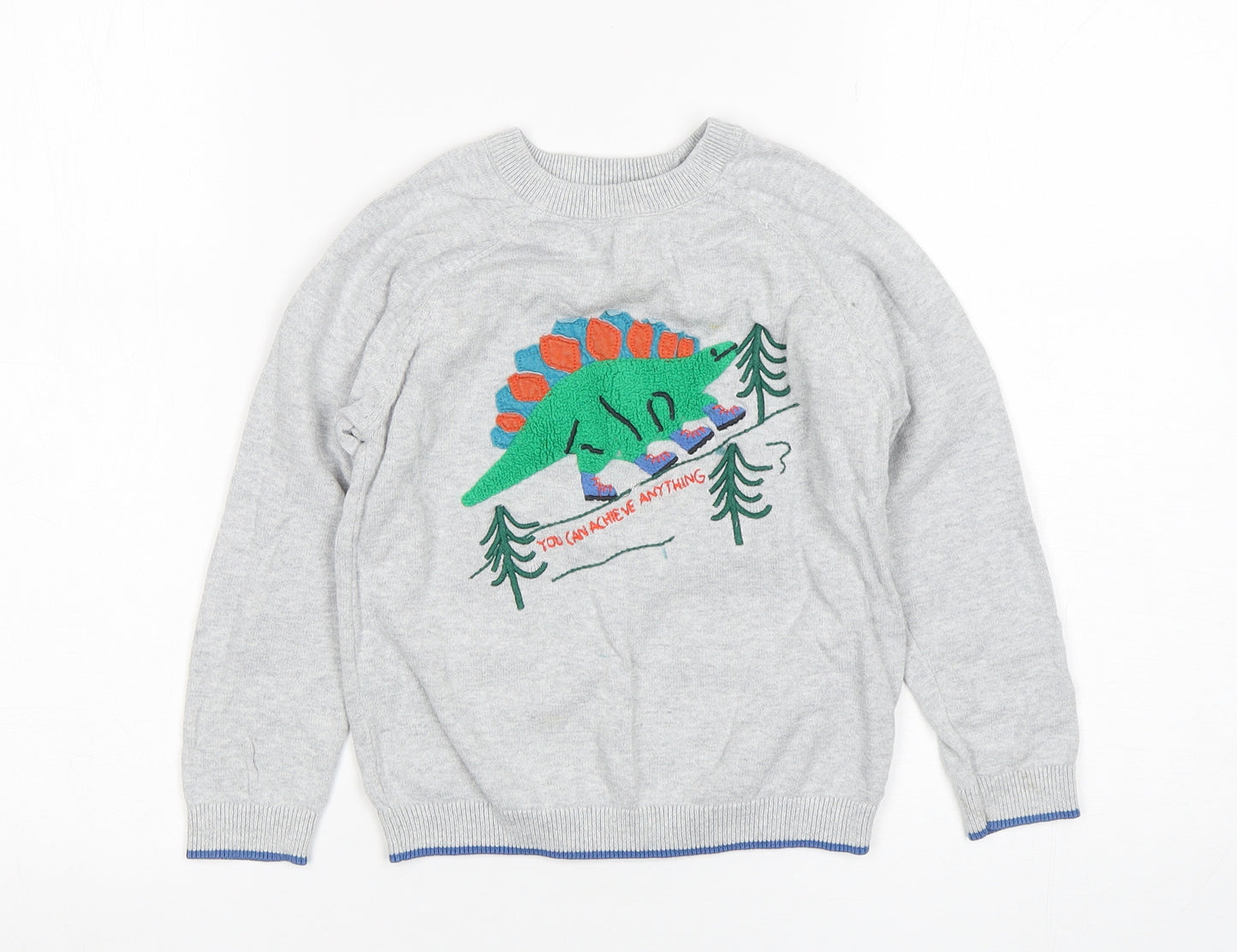 Marks and Spencer Boys Grey  Cotton Pullover Sweatshirt Size 4-5 Years  Pullover - Dinosaur Print
