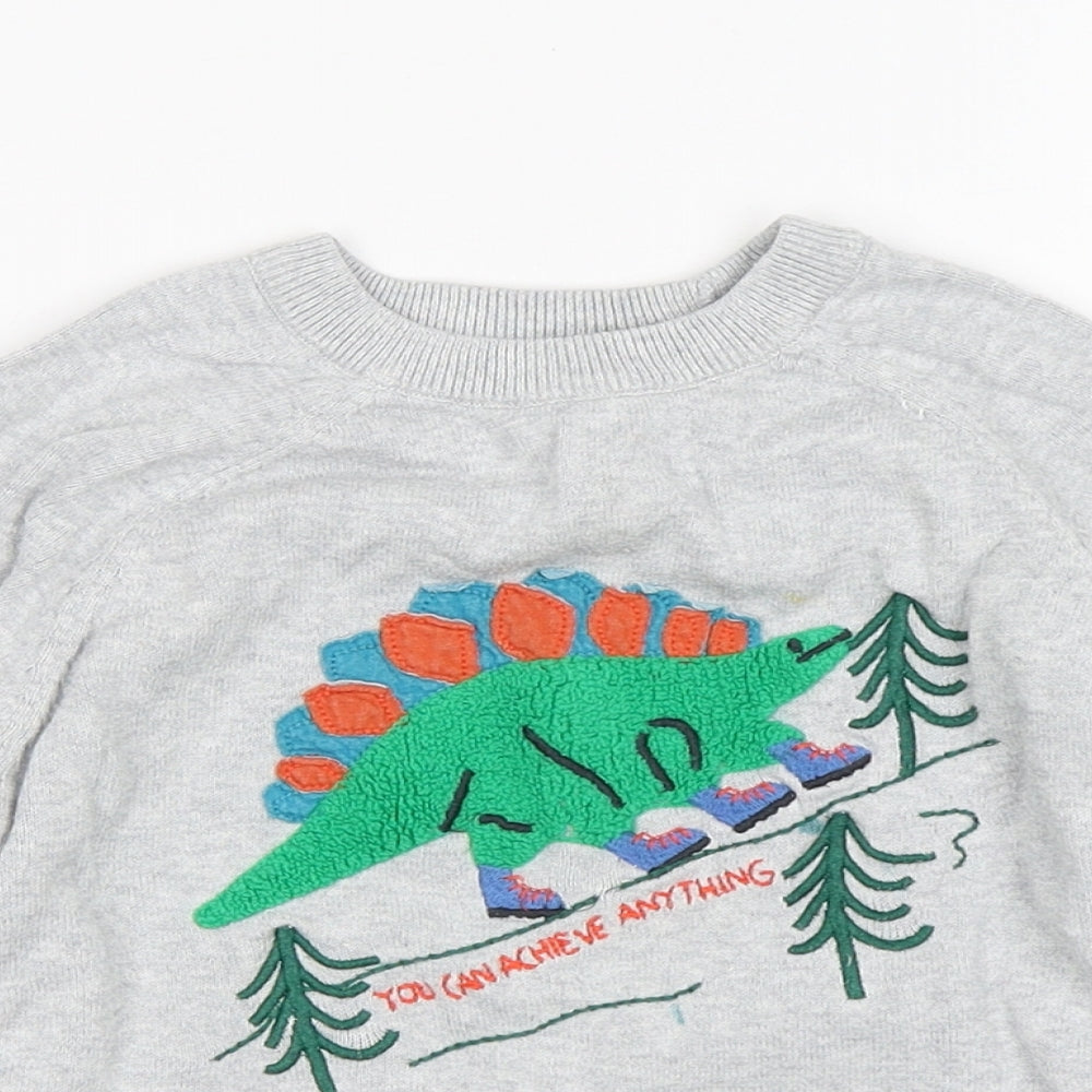 Marks and Spencer Boys Grey  Cotton Pullover Sweatshirt Size 4-5 Years  Pullover - Dinosaur Print