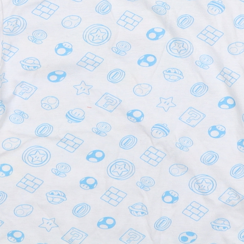 Nintendo Boys Multicoloured Geometric Polyester Basic T-Shirt Size 7-8 Years Round Neck Pullover - Super mario