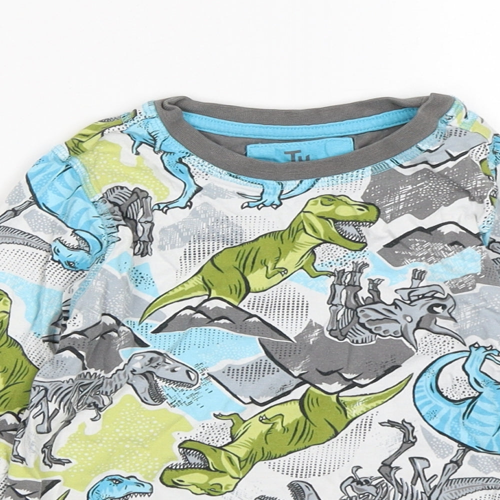 TU Boys Multicoloured Geometric Cotton  Pyjama Top Size 5-6 Years  Pullover - Dinosaur Print