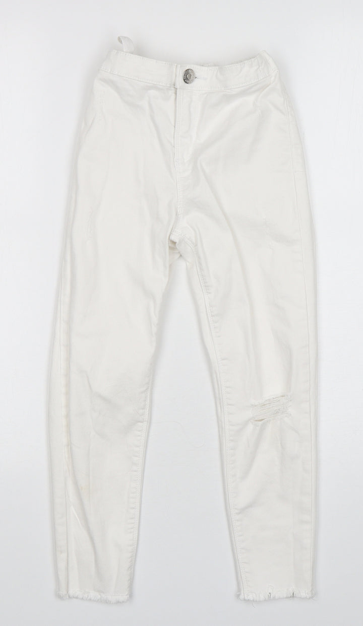 Candy Couture Girls White  Cotton Skinny Jeans Size 9 Years  Regular Button