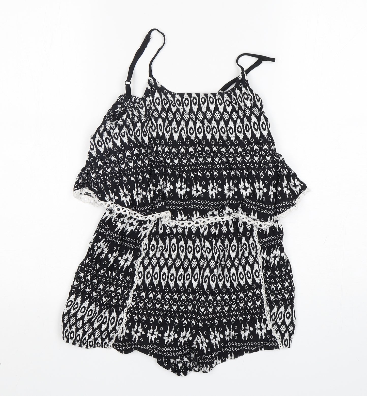 Matalan Girls Multicoloured Geometric Viscose Playsuit One-Piece Size 10-11 Years  Pullover