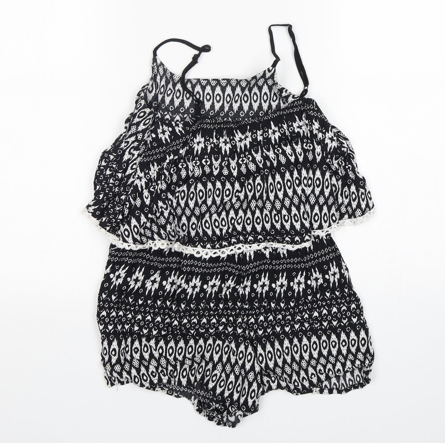 Matalan Girls Multicoloured Geometric Viscose Playsuit One-Piece Size 10-11 Years  Pullover