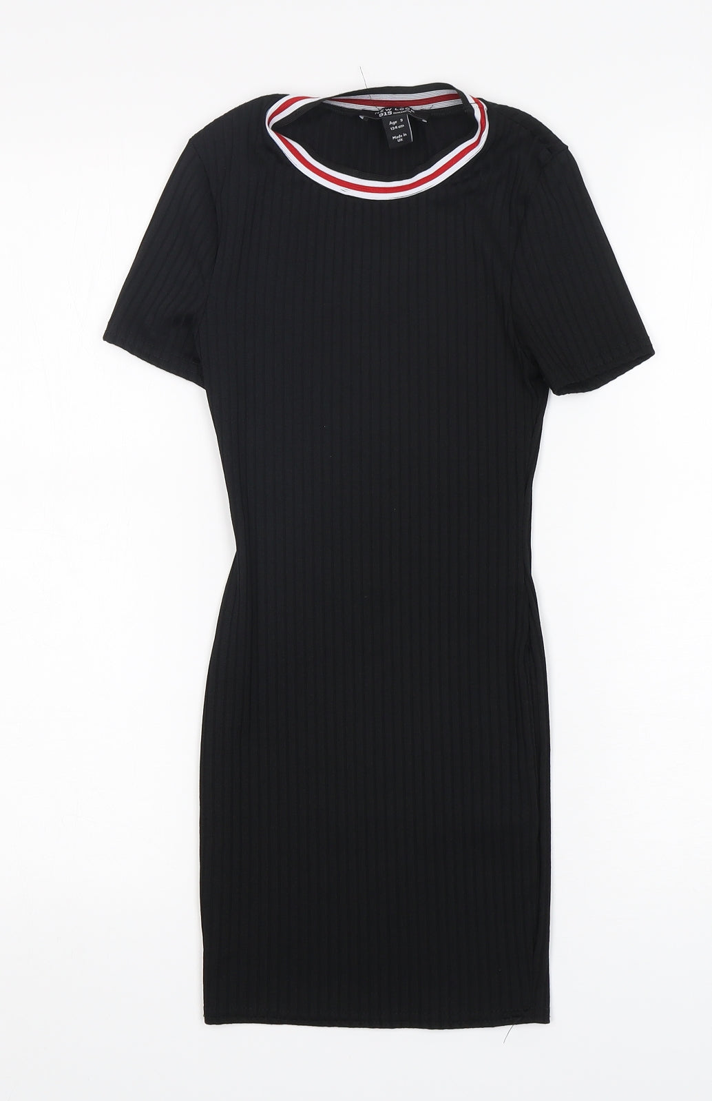 New Look Girls Black  Polyester T-Shirt Dress  Size 9 Years  Round Neck Pullover