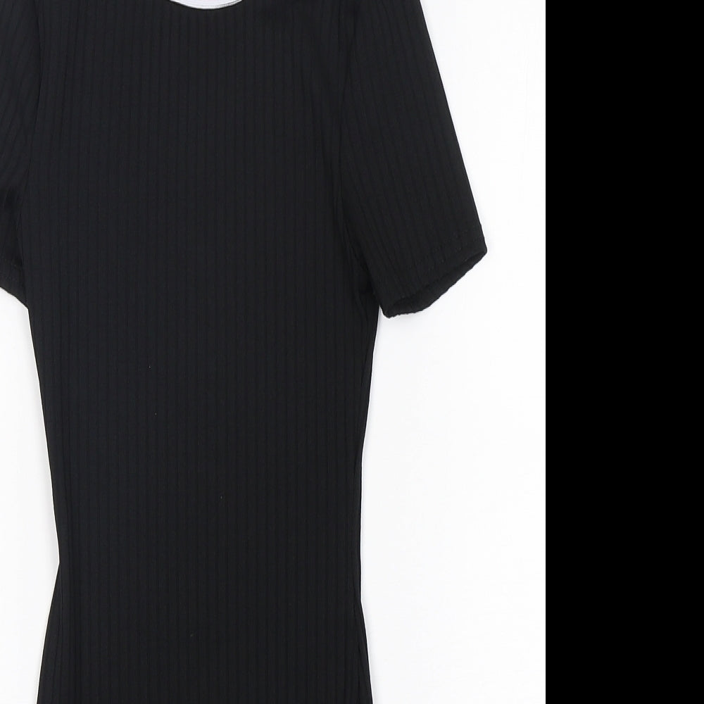 New Look Girls Black  Polyester T-Shirt Dress  Size 9 Years  Round Neck Pullover