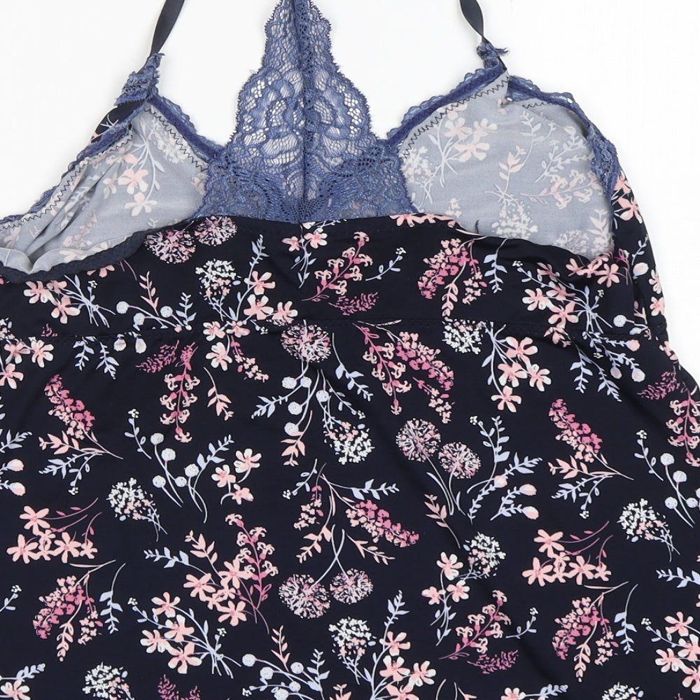 Marilyn Monroe Womens Blue Floral Polyester Cami Pyjama Top Size L