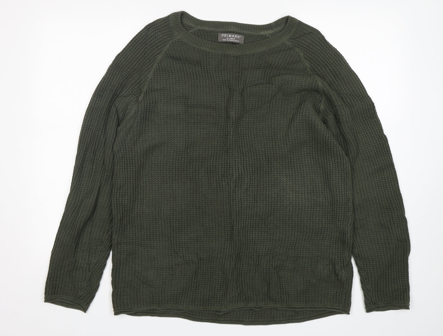 Primark Mens Green Round Neck  Cotton Pullover Jumper Size XL