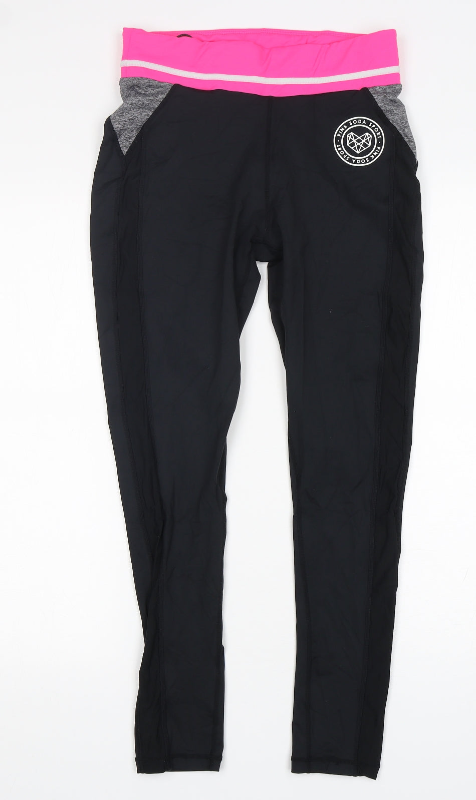Pink Soda  Womens Multicoloured  Polyester Compression Leggings Size 10 L28 in Regular