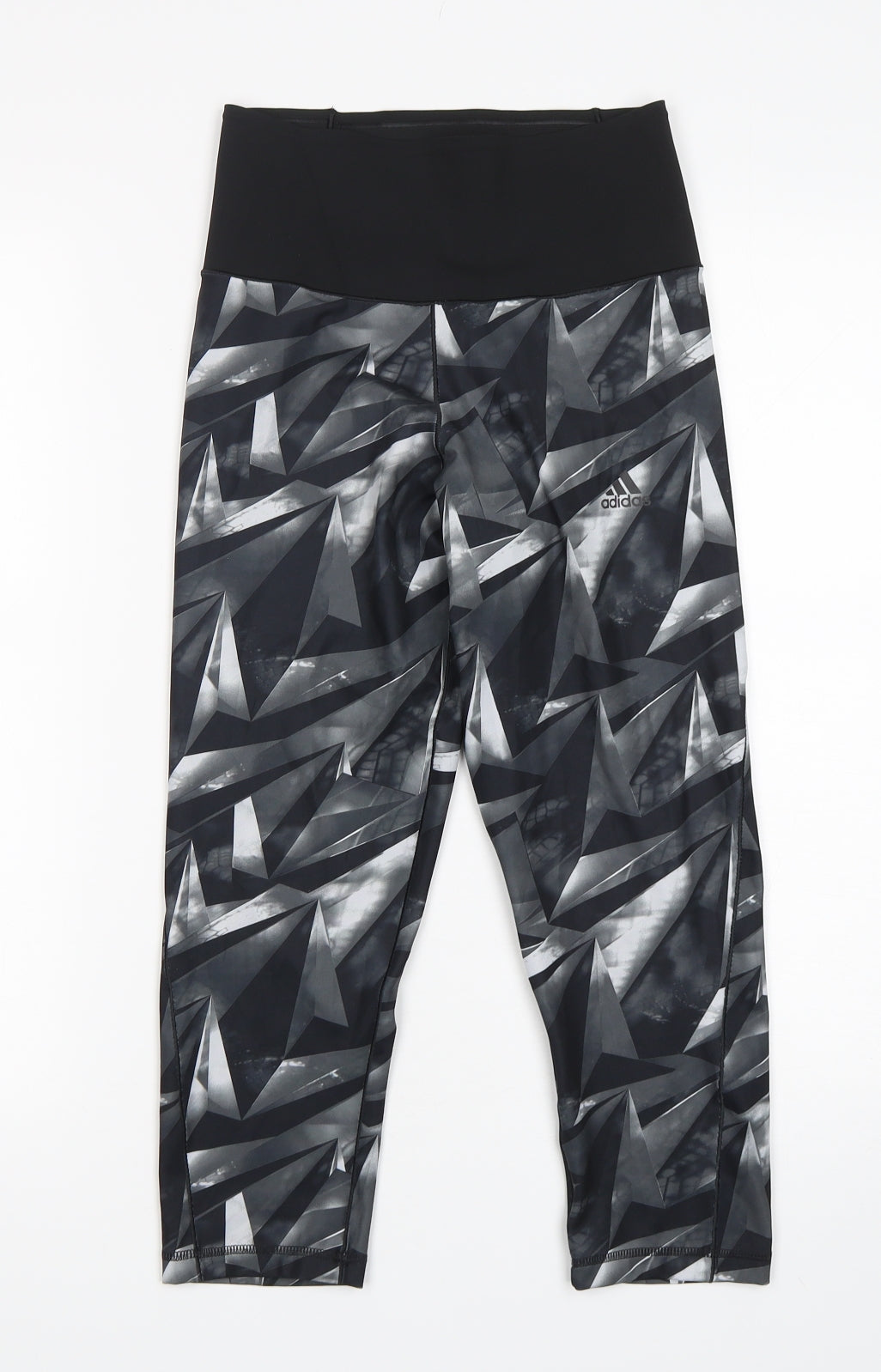 adidas Womens Grey Geometric Polyester Pedal Pusher Leggings Size 8 L23 in Regular