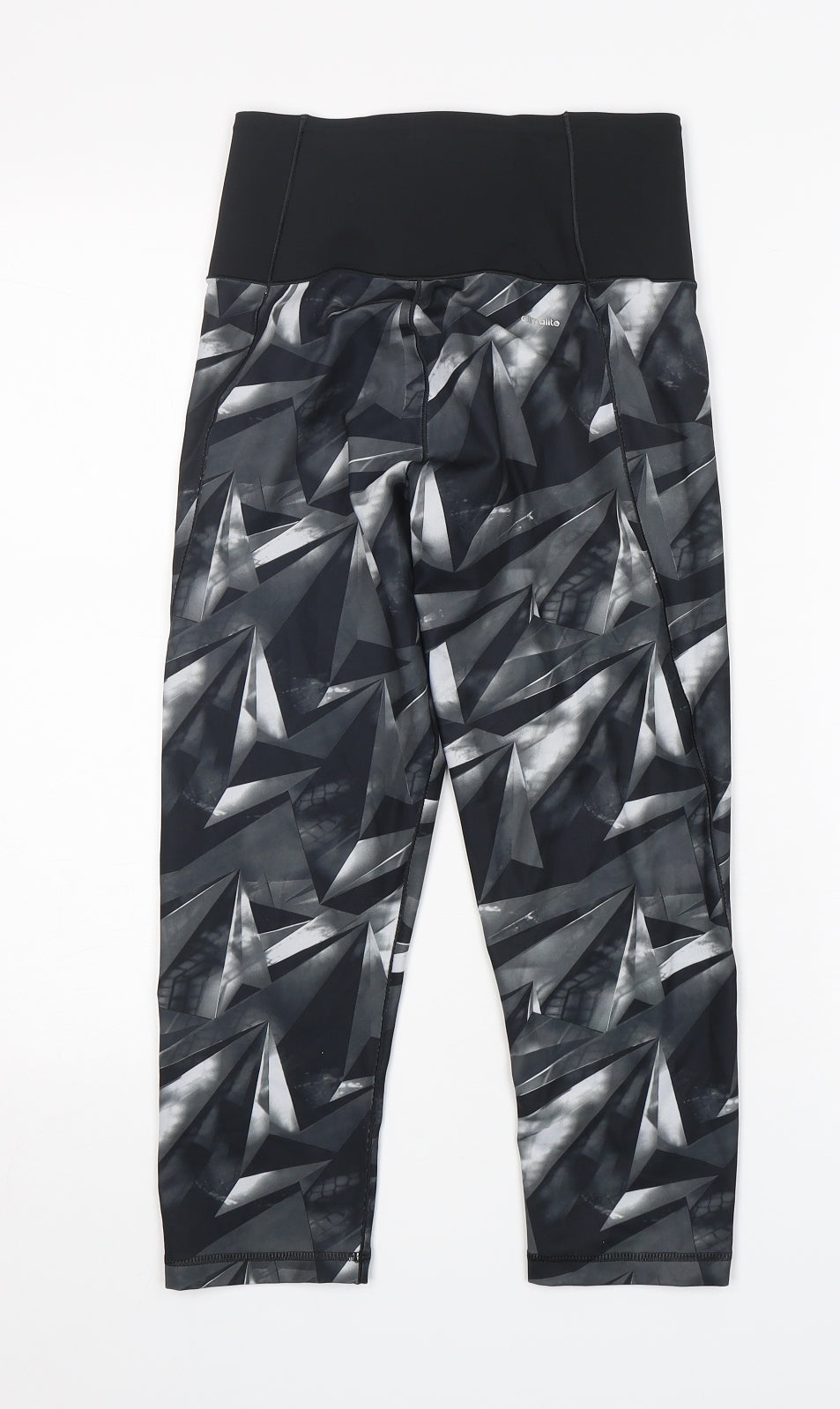 adidas Womens Grey Geometric Polyester Pedal Pusher Leggings Size 8 L23 in Regular