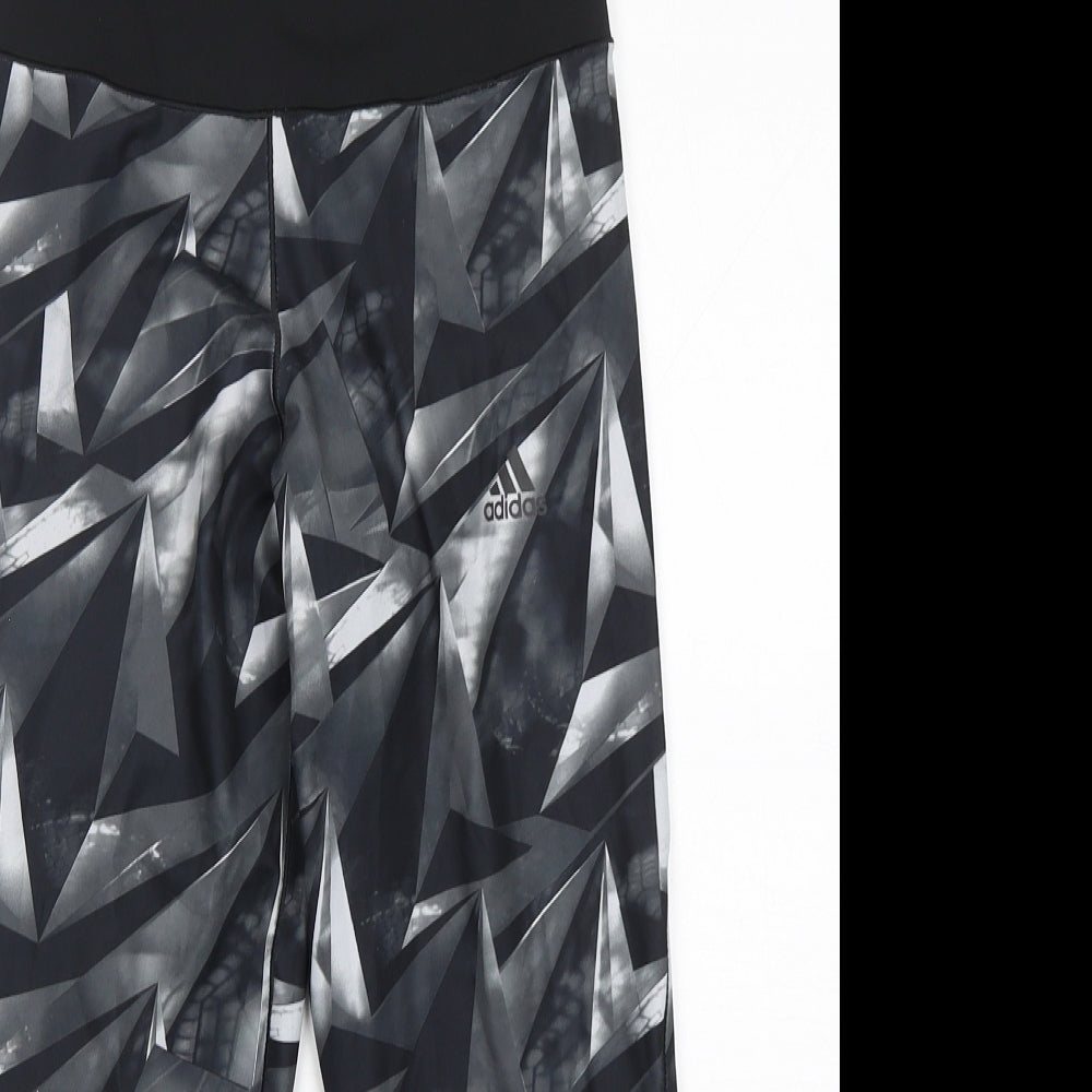 adidas Womens Grey Geometric Polyester Pedal Pusher Leggings Size 8 L23 in Regular
