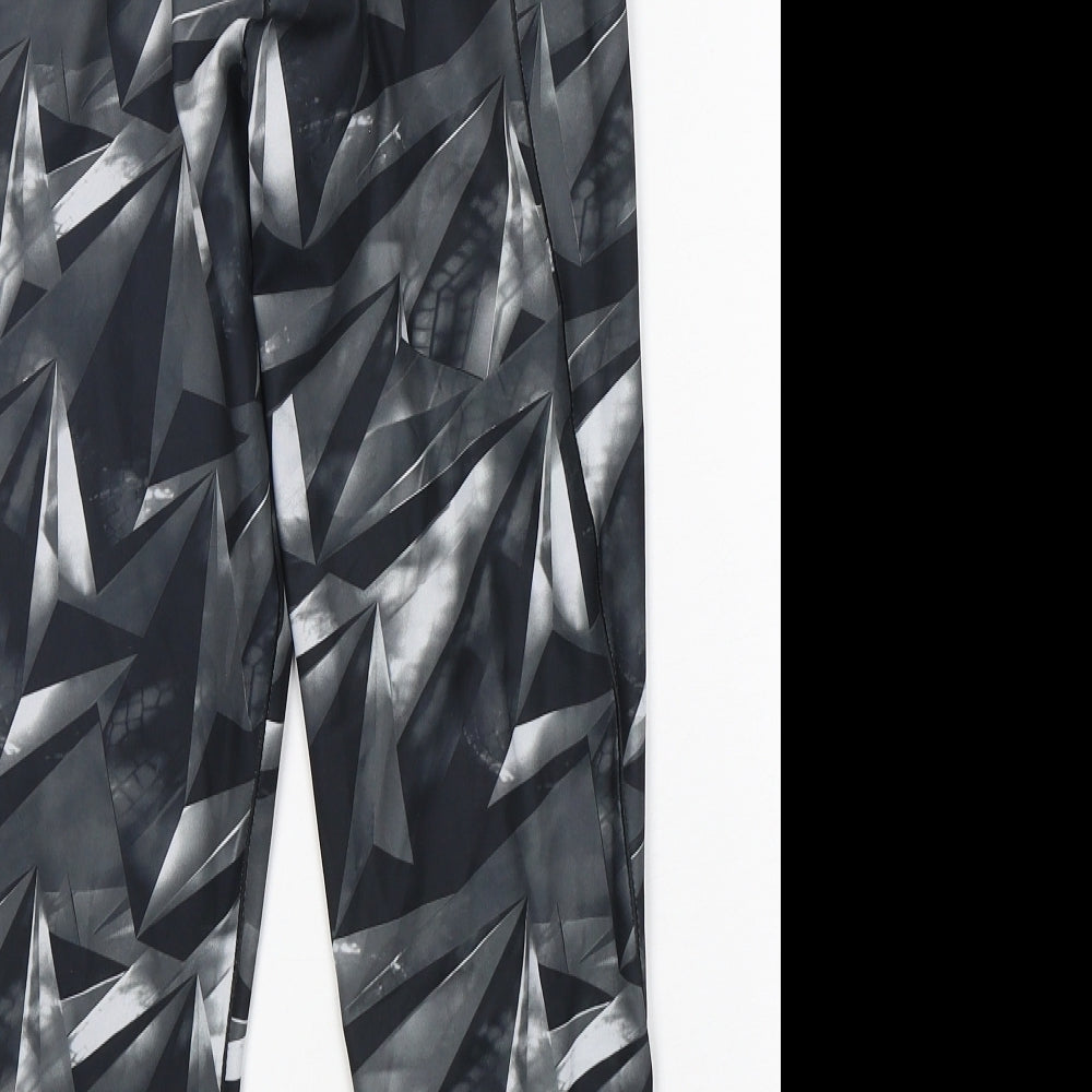 adidas Womens Grey Geometric Polyester Pedal Pusher Leggings Size 8 L23 in Regular