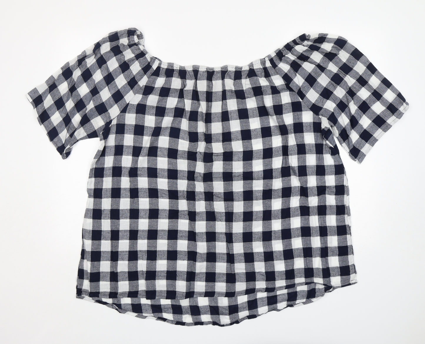 Yours Womens Multicoloured Check Cotton Basic Blouse Size 22 Boat Neck