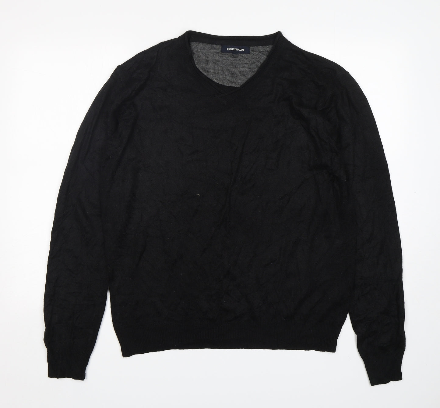 Industrialise Womens Black V-Neck  Polyester Pullover Jumper Size L