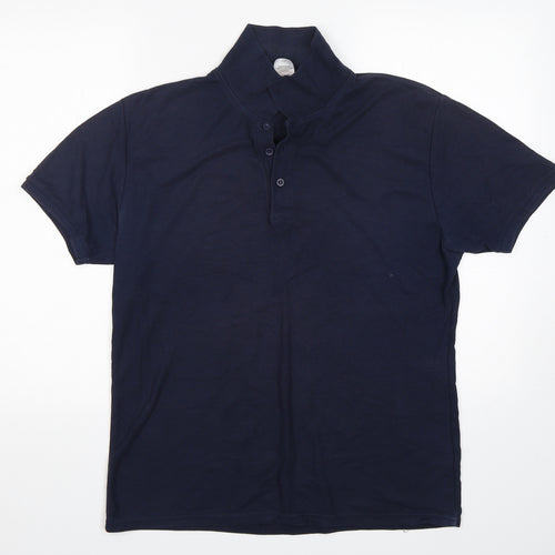 Fruit of the Loom Mens Blue  Cotton  Polo Size L Collared Pullover