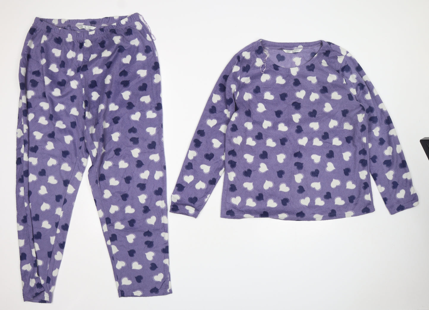 Bonmarché Womens Purple Polka Dot Polyester  Pyjama Set Size 12