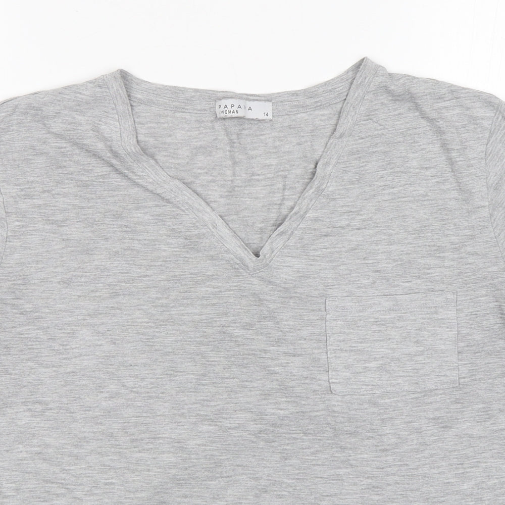 Papaya Womens Grey  Polyester Basic T-Shirt Size 14 Round Neck