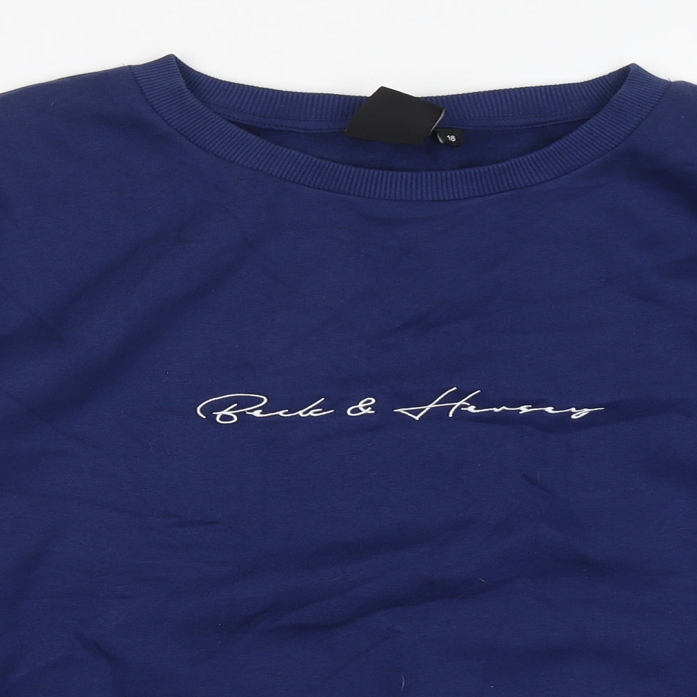 Beck & Hersey Womens Blue  Cotton Pullover Sweatshirt Size 16  Pullover